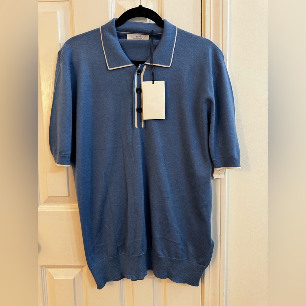 Mr P. Cashmere and Silk-Blend Polo Shirt Blue